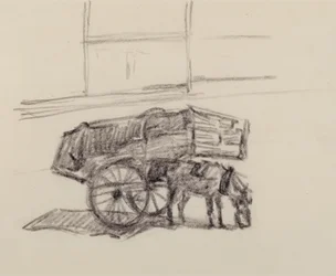 Estudo para carrinhos de feno, Cumberland Market, c.1915 (crayon on paper)